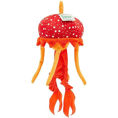Zappi Co 100% Recycled Plush Jellyfish Orange Toy (33cm Height) Stuffed Soft Cuddly Eco Friendly animals Collection For New Born Child First kid