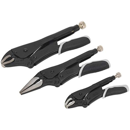 Sealey Ak6863B Locking Pliers Set 3Pc Quick Release Black Series