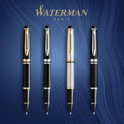 Waterman Expert Rollerball Pen | Gloss Black with Chrome Trim | Fine Point | Black Ink | Gift Box