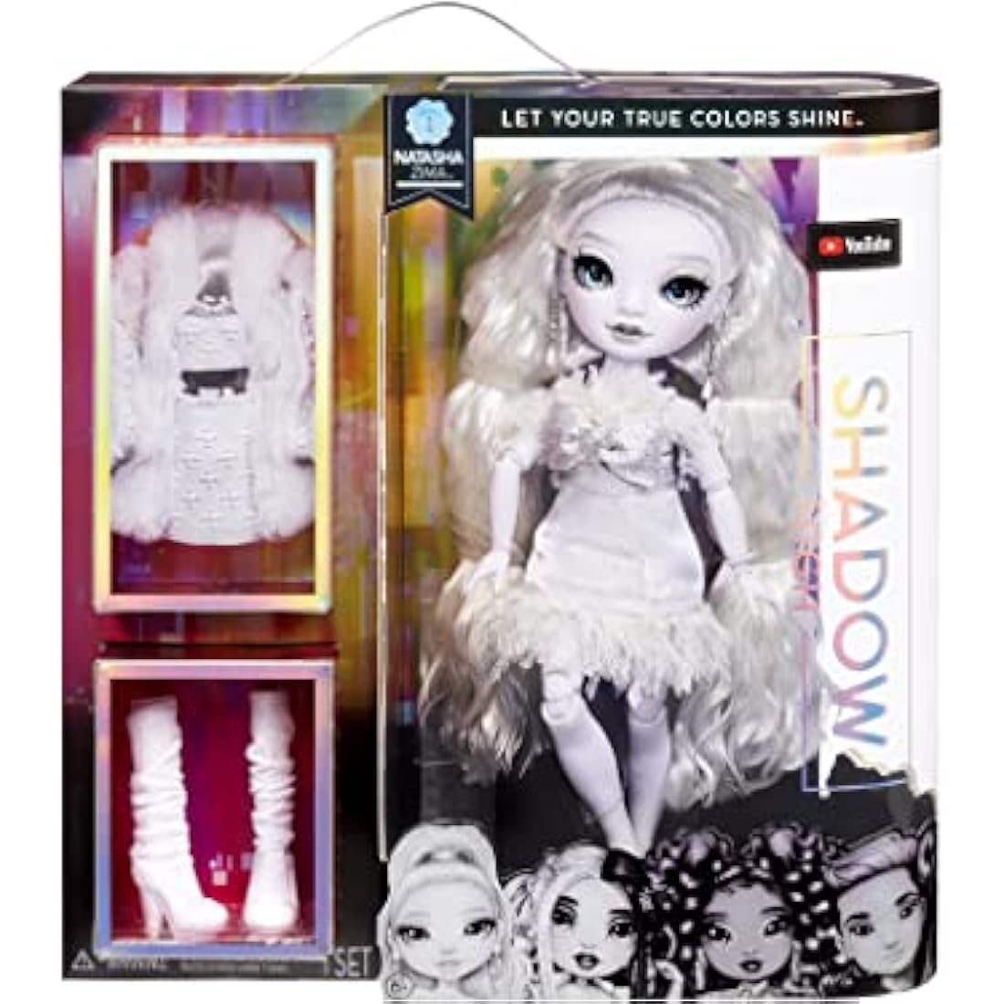 Rainbow High Shadow High Series - NATASHA ZIMA - Greyscale Fashion Doll With Wavy White Hair, Two Designer Outfits And Accessories - Collectable - For Kids Ages 6+