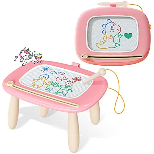 Kikidex Magnetic Drawing Board, Toddler Girl Toys for 1-2 Year Old, Doodle Board Pad Learning and Educational Toys for 1 2 3 Year Old Baby Kids Birthday Gift (Pink)