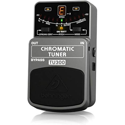 Behringer TU300 Chromatic Tuner Pedal for Guitar and Bass with Bright LED Display and Accurate Tuning