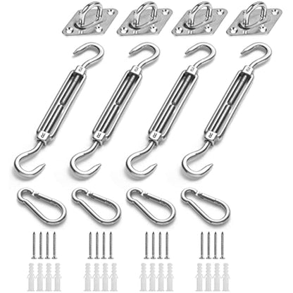 HOMPER Awning Attachment Set, Heavy Duty Sun Shade Sail Stainless Steel Hardware Kit for Garden Triangle and Square, Rectangle,Fixing Accessories