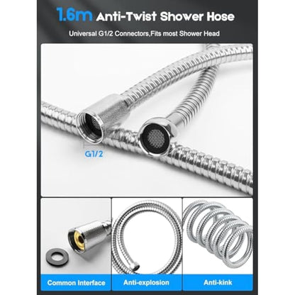 YEAUPE PRO Filter Shower Head and Hose - High Pressure 6 Modes Φ130mm Bathroom Shower, Remove Residual Chlorine Water Softener for Hard Water,Large Powerful Flow,Universal Replacement Showerheads