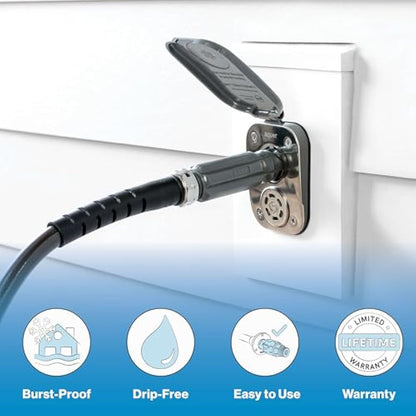 Aquor Wall Hydrant V2+, Frost-Free Outdoor Garden Faucet with Anti-Siphon and Quick Connect, 4 inch, Slate Gray Polymer