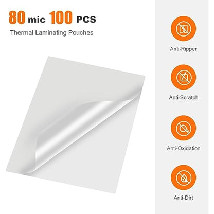 Bonsaii A4 Laminating Pouches, 100 Sheets, 160 Microns (2×80 Microns), Glossy Finish, Clear and Durable, Ideal for Notices and Photos (LP100-A4)