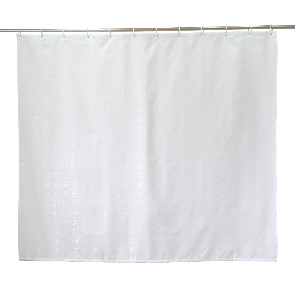 YISURE White Textured Short Shower Curtain, Small Bathroom Tub Curtain, Waterproof Fabric with Plastic Hooks 71" W x59 L /180 W x 150 Lcm