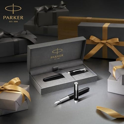 Parker Sonnet Fountain Pen | Matte Black Lacquer with Gold Trim | Fine Nib | Gift Box