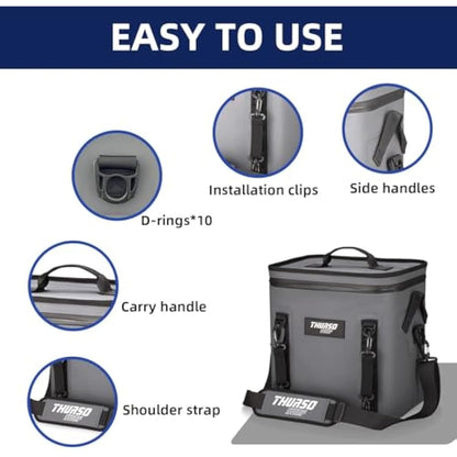 THURSO SURF Soft Cooler 24 Can Portable Ice Cooler Bag — 48 hr Insulation Leakproof & Airtight Waterproof Zipper Floating Beach Cooler for Travel Camping Kayak Paddleboard