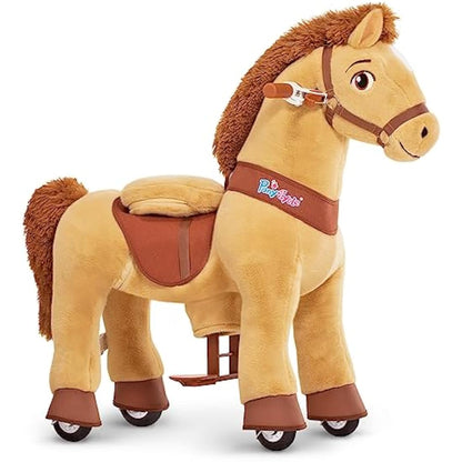 PonyCycle Essential Model E Pony Ride-on Toy Toddler Rocking Horse with Brake (Light Brown/Size 3 for Age 3-4) Mechanical Riding Toy Kids Gift - E336
