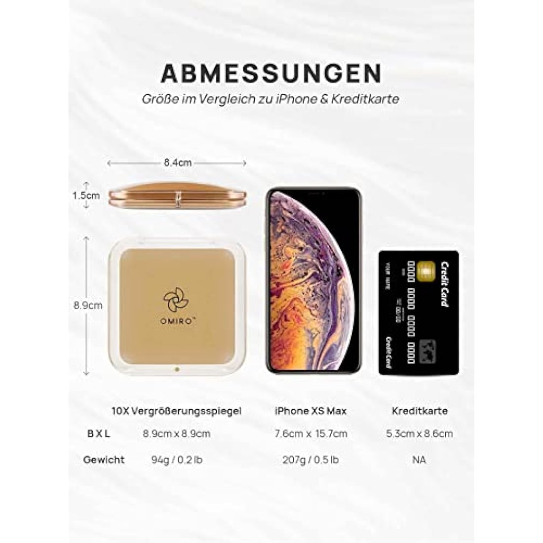 Compact Mirror Magnifying Pocket Mirror 10X Small Travel Folding Mirror for Handbag Square 3.5 inch(Gold)