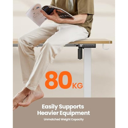 ErGear Electric Standing Desk Height Adjustable 140 x 70cm, Sit Stand Desk with 4 Memory Smart Pannel, Home Office Desk with Splice Board