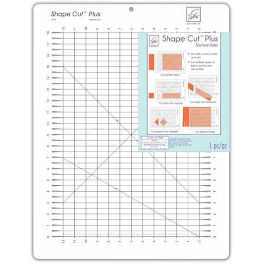 June Tailor Shape Plus Slotted Rotary Cutting Ruler, by The Yard