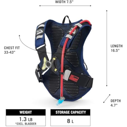 USWE Moto Hydro Hydration Pack - with Water Bladder, a High End, Bounce Free Backpack for Enduro and Off-Road Motorcycle