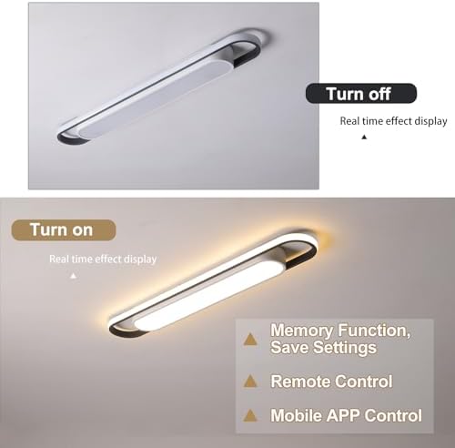 Modern LED Smart Ceiling Light, 72cm Flush Mount Linear Metal Ceiling Lamp, (5-40)x2W Dimmable for Living Room, Bedroom, Dining Room, Office, Hallway, Closet, Aisle