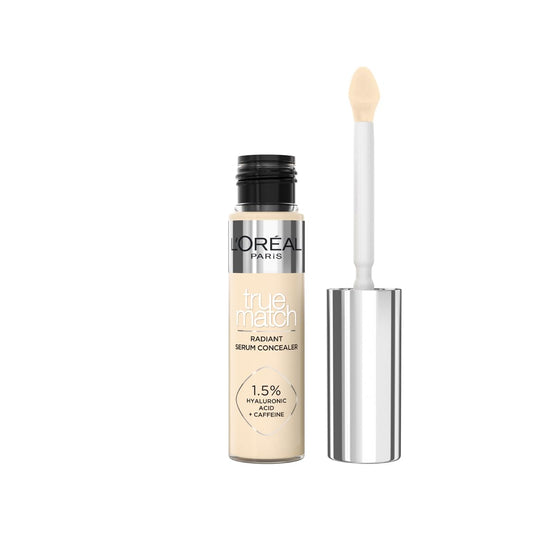 L'Or?al Paris Serum Concealer, Medium Coverage, Radiant Finish, With 1.5% Hyaluronic Acid and Caffeine, True Match, 0.5D, 10ml