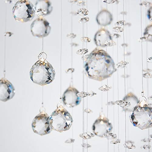 BESTIER Modern Crystal Raindrop Chandelier Lighting Flush Mount LED Ceiling Light Fixture Pendant Lamp for Dining Room Bathroom Bedroom Livingroom 8 GU10 LED Bulbs Required Width 55 cm Height 120 cm
