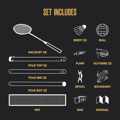 Baden Champions Volleyball Badminton Combo Set