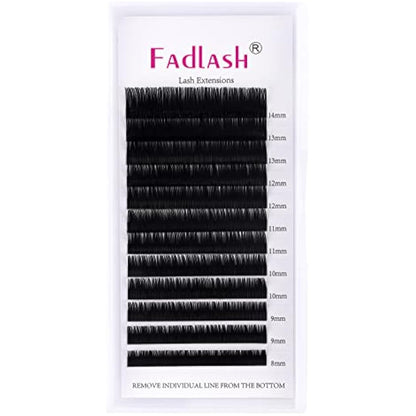 Fadlash Individual Classic Eyelash Extension 0.15mm D Curl 8-14mm Mixed Tray 1:1 Matte Black Professional Classic Individual Lashes