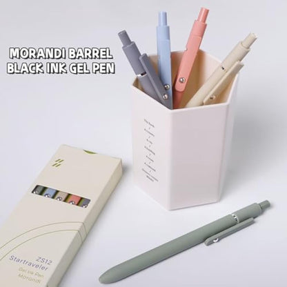 UIXJODO Gel Pens, 10 Pcs 0.5mm Fine Point Black Ink Pens with Soft Grip, Morandi Series for Writing, Note Taking
