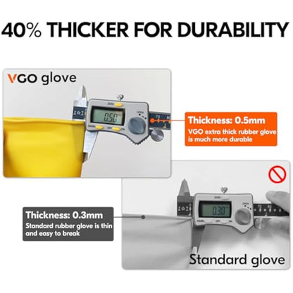 Vgo... Reusable Household Gloves, Dishwashing gloves, Extra Thick, Long Sleeves, Kitchen Cleaning/Painting/Gardening/Pet Care