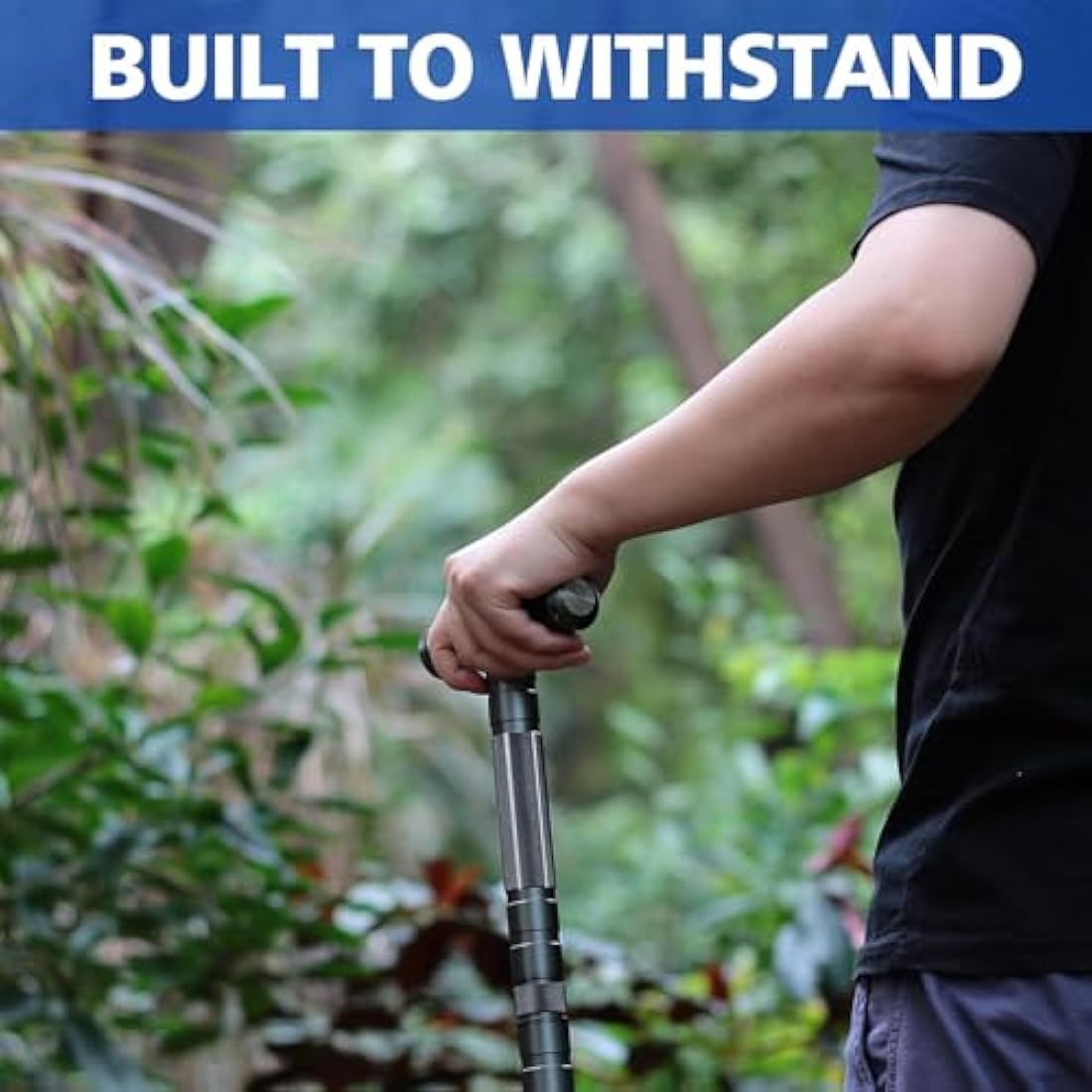 aiGear Tactical Stick/Hiking Walking Trekking Poles | CNC Machined Aluminum Tactical Cane - Adjustable Length | For Hiking Camping Mountaining Backpacking | Color Gray