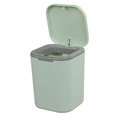 Gitany Push-button Mini Desktop Dustbin with lid, Small Trash Bin Green