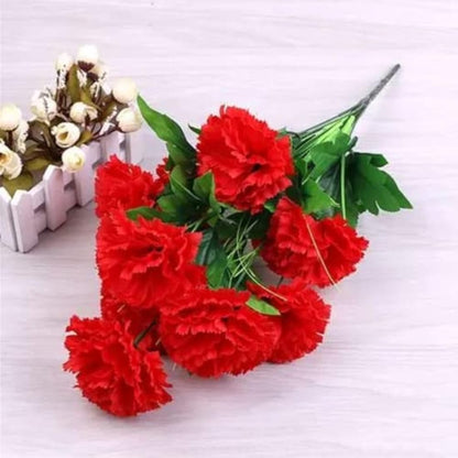 Corkwaw Artificial Carnations Made of Silk, Hydrangea, Bouquet, Plastic Plant, Suitable for Photo Props, Family Party, Bridal Bouquet, Decoration (Red)