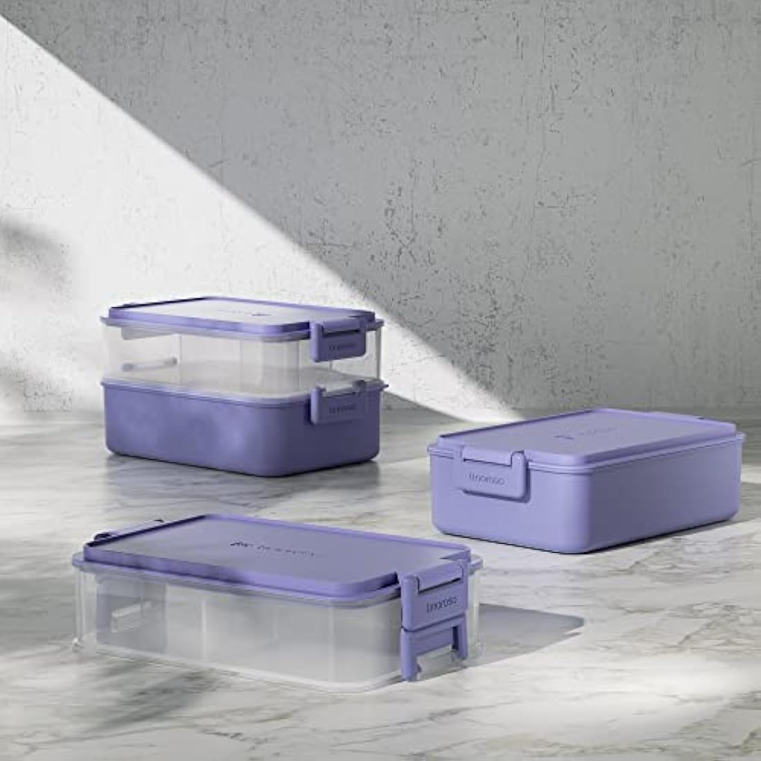 linoroso Bento Lunch Box for Adults with 3 Compartments Lunchbox with Sauce Container and Utensils, Bento Boxes for Microwave and Dishwasher Plastic BPA-Free As Sandwich Snack Salad Box - Veri Peri