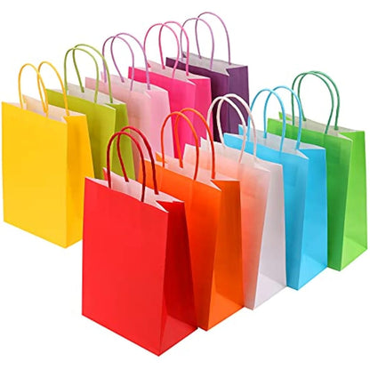 30 Pieces Paper Party Bags Candy Gift Bags Toy Goody Sweet Bags with Handles,Kraft Bags or Kids Party, Celebrations, Baby Shower, Birthday, Halloween, Christmas