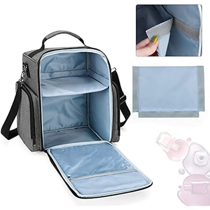 BAFASO Nail Polish Organiser Holds 48 Bottles (15ml - 0.5 fl.oz) and a Nail Lamp, Large Case with 2 Removable Pouches and Multiple Storage Sections (Bag Only), Grey (Patented)