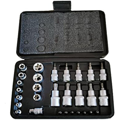 Star Socket And Bit Set 30pc Male And Female Torx Sockets E & T Socket Bits