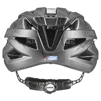 uvex i-vo cc - Lightweight All-Round Bike Helmet for Men & Women - Individual Fit - Upgradeable with an LED Light - Black-Smoke Matt - 52-57 cm