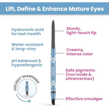 Prime Prometics PrimeEyes Glide Eyeliner for Mature Women – Waterproof, Long-Stay and Mess-Proof – Gel Cream Texture, Discreet Sharpener and Effective Smudger (Emerald)