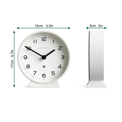NEWGATE M Mantel Silent Sweep Mantel Clock - 'No Tick' - A Modern Mantelpiece Clock - Small Clock - Mantel Clocks - Minimalist Dial - (Polar White)