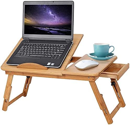 Laptop Desk Adjustable Portable Foldable Stand Tray Table Ergonomic Workstation for Bed Sofa Natural 20 x 50 x 30 cm 1 Pack