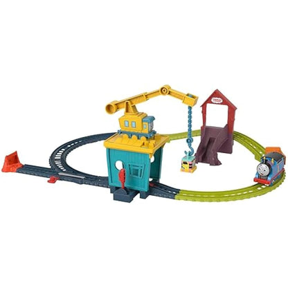 Thomas & Friends Motorized Toy Train Set Fix 'em Up Friends with Carly the Crane & Sandy the Rail Speeder for Preschool Kids Ages 3+ Years, HDY58