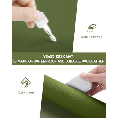 YSAGi Non-Slip Desk Pad, Waterproof PVC Leather Desk Table Protector, Ultra Thin Large Mouse Pad, Easy Clean Laptop Desk Writing Mat for Office Work/Home/Decor (80 x 40 cm, Grass Green)