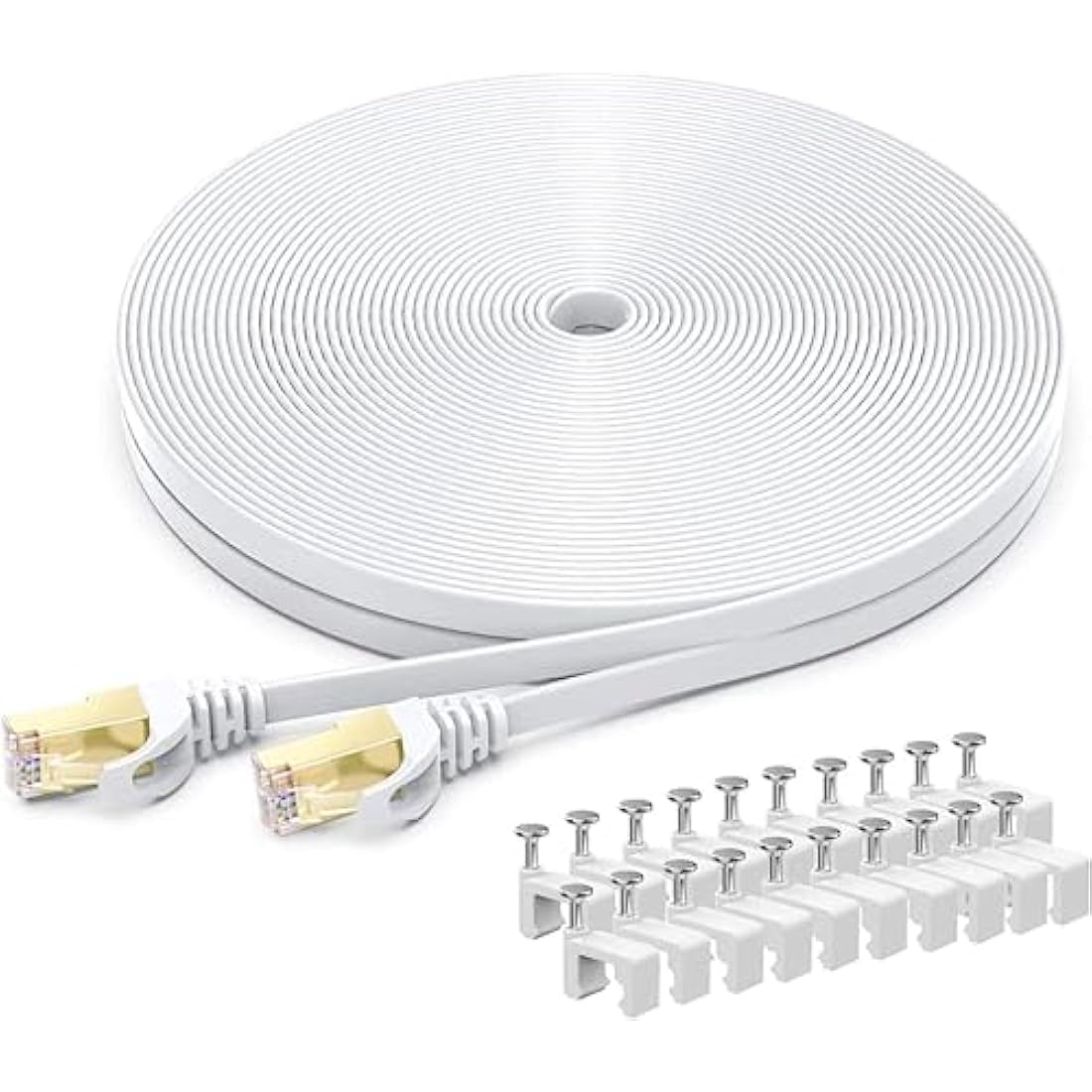 BUSOHE Cat 8 Ethernet Cable 50m, High Speed Flat Gigabit RJ45 Lan Network Cable, 40Gbps 2000Mhz Internet Patch Cord Compatible with Router, Modem, PC, Laptop, Printer