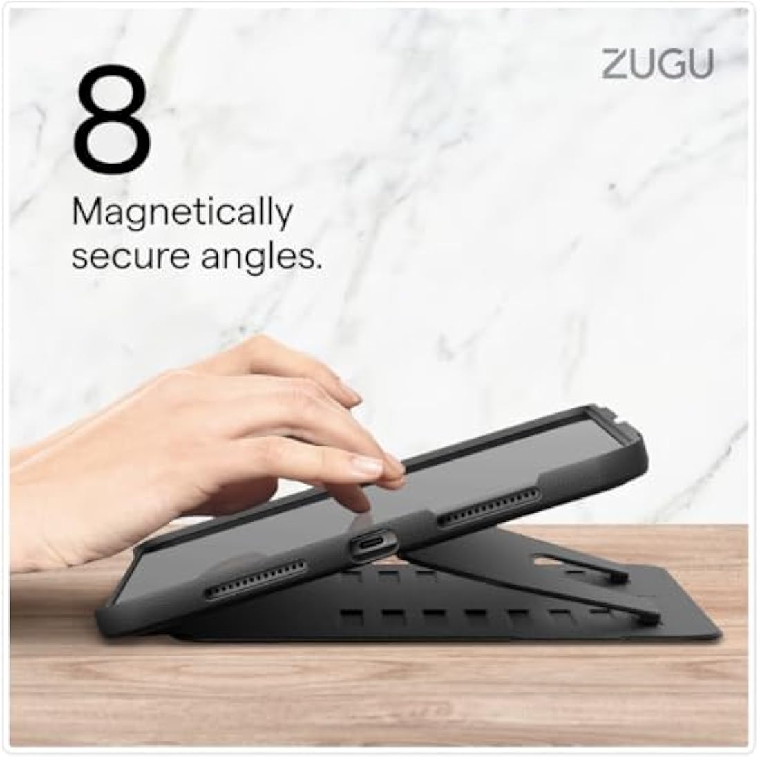 ZUGU CASE for iPad Air 11 (M3 2025 / M2 2024) iPad Air 5 & 4 10.9 inch (2022/2020) Slim Protective Cover, Wireless Apple Pencil Charging, Convenient 8-angle Magnetic Stand & Auto Sleep/Wake [Black]
