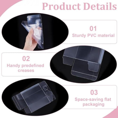 BENECREAT 30PCS 10.8x8.5x4cm Clear Wedding Favor Boxes with Protective Film, PVC Rectangle Transparent Gift Boxes for Candy Chocolate Birthday Party Gift Wrapping