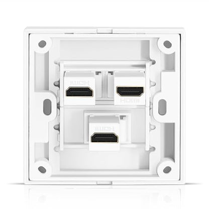 TNP HDMI Wall Plate (3 Port, White) HDMI Faceplate Socket Insert Jack Outlet Panel Mount Support 4K 60Hz HDR ARC/eARC Full HD 3D Ethernet High Speed Cable Extension Coupler f/Projector & Home Theater