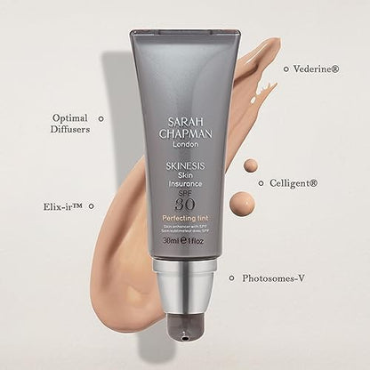 Sarah Chapman Skinesis Skin Insurance with SPF 30 - Tinted Sunscreen for Face - Skin Tint for Perfect Glow and Protection 30ml