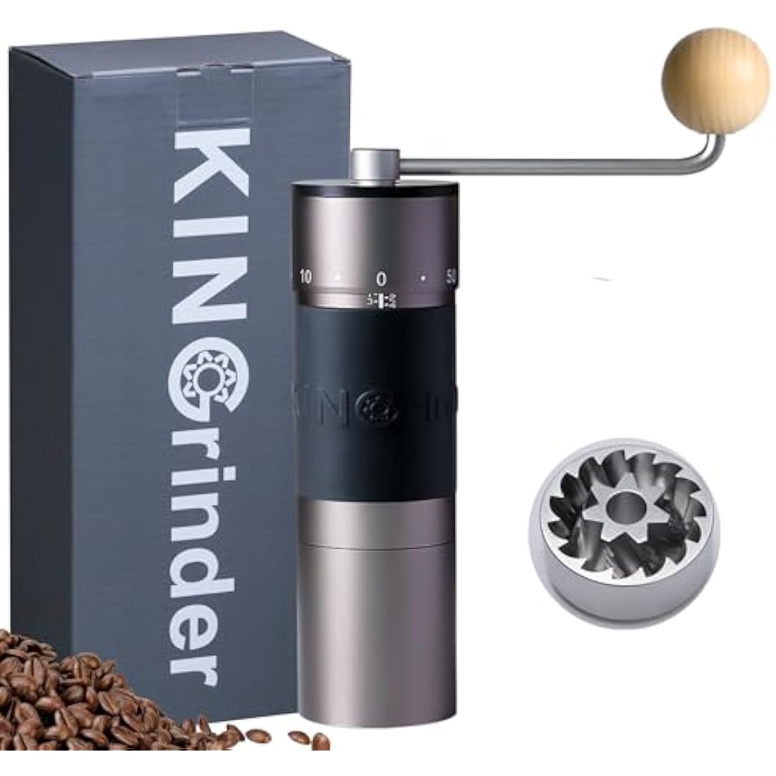 【Famous KOL Recommended】 KINGrinder K6 Manual Hand Coffee Grinder with Straight Handle for French Press, Drip, Espresso with Assembly Consistency Stainless Steel Conical Burr Mill, 35g Capacity