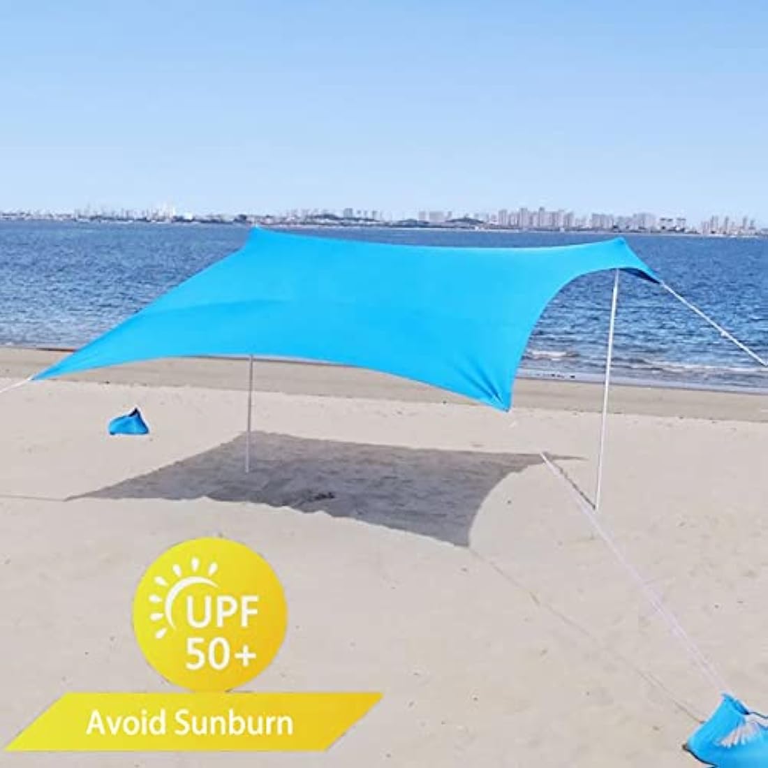 Beach Tent Anti UV Adult Child Ventilation Shelter Family Beach Large Sunshade Portable Canopy (Blue, M)