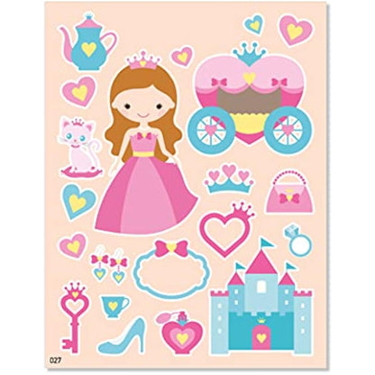 Pocket Sticker Book (5 Pages) - 64 MEGA Packs to Collect Coloured Stickers for Kids - Princess