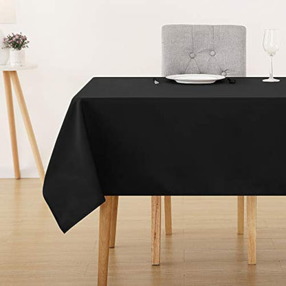 Deconovo - Halloween Decorations - Rectangle Oxford Tablecloth - Wipe Clean Table Cover - Water Resistant - 132 x 229 cm - Black
