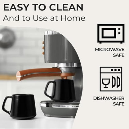 MIAMIO - Coffee Mugs Set of 4 / Large Ceramic Coffee Cups (420 ml) - Mug for Cappuccino, Tea, Espresso - Microwave and Dishwasher Safe - Luxe Collection (Black)