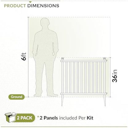Zippity Outdoor Products ZP19037 No Dig Baskenridge Semi-Permanent Vinyl Fence, White (36in H x 42in W)-2 Pack, 36" H x 42" W(Flat)