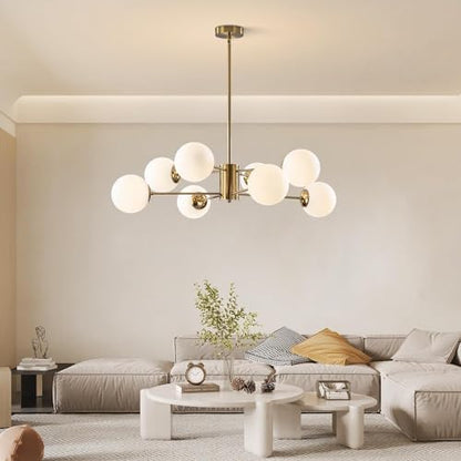 KCO Lighting 8-Light Glass Sputnik Chandelier Modern Gold Pendant Light Fixture Vintage Globe Ball Flush Mount Kitchen Island